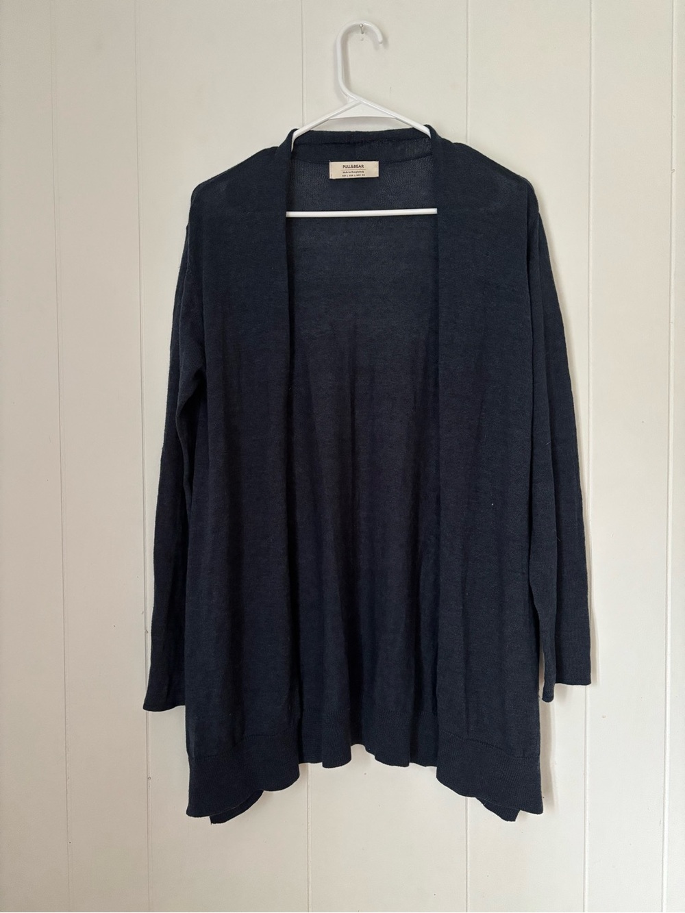 Pull&Bear Navy Open-Front Long Cardigan